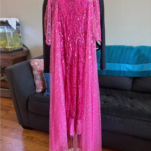 Girls' Sparkling Hot Pink Sequin Tulle Dress - Picture 16 of 16